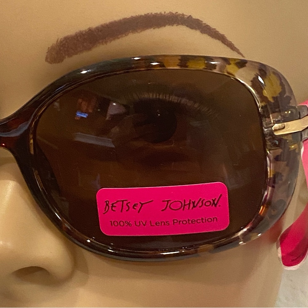 Betsey Johnson Gabi Oversized Brown Leopard Print Frames Sunnies Sunglasses NWT - Picture 2 of 9